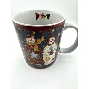 Vintage 1998 Lang And Wise Five Stars Snowmen Mug Ellen Stouffer ES #9 Collector